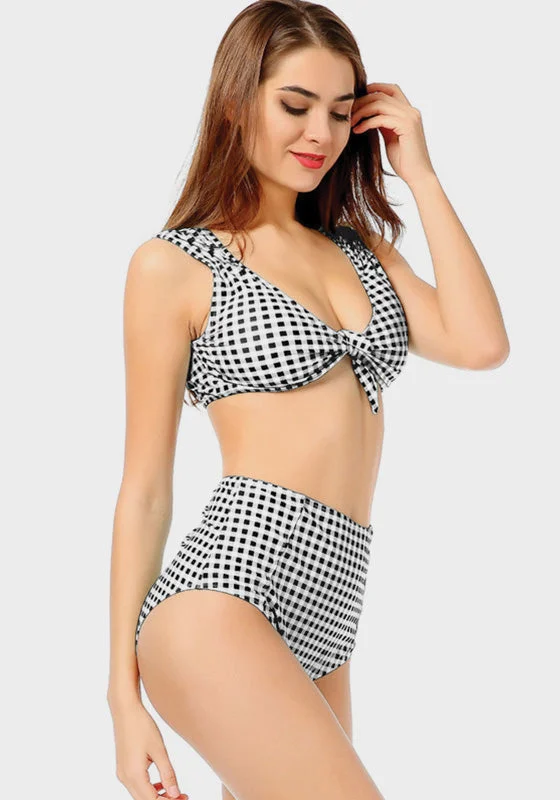 Melvi Plaid High Waist Bikini British Gentlewoman Style