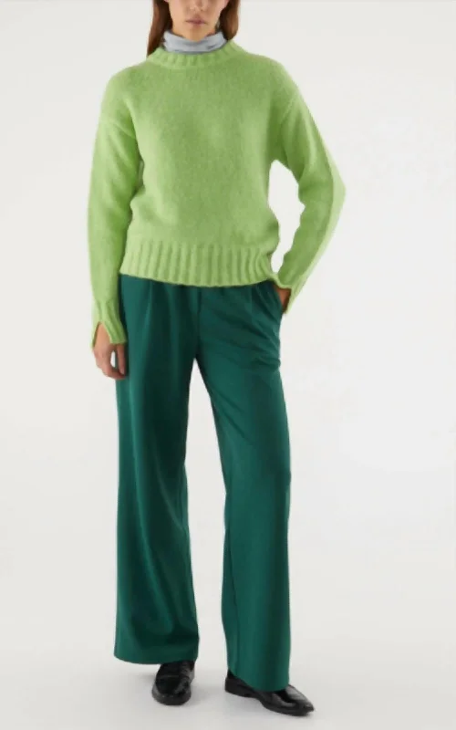 Pleated Trouser In Green Practical Women's Quick - dry