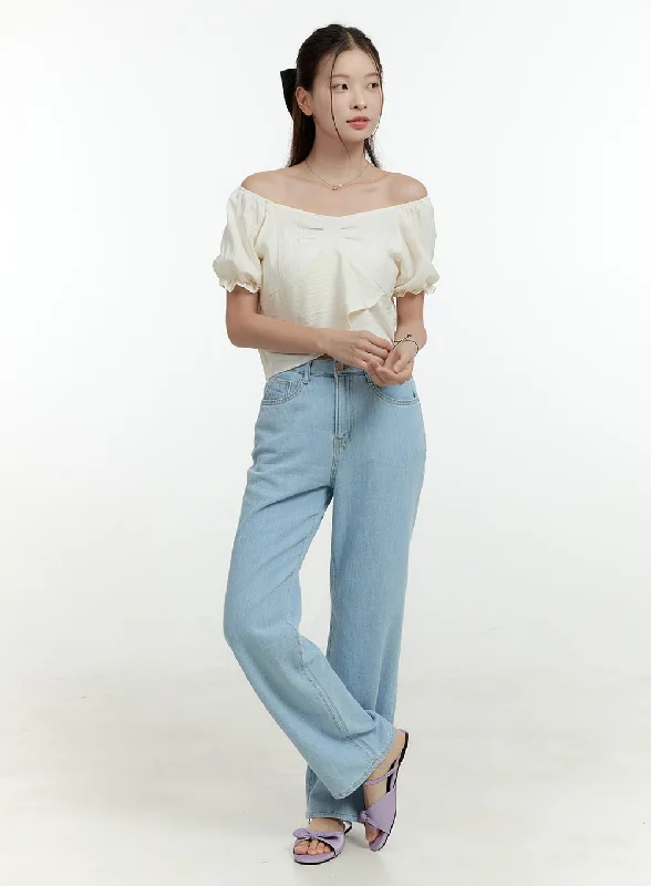 Ava Light Washed Straight Jeans OL430 Compression