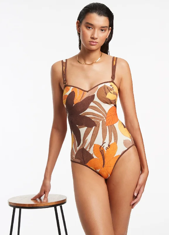 Floreale Trim Tank One Piece - Latte Elegant Women's Formal 