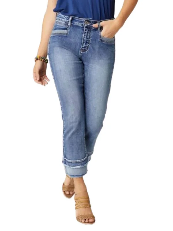Everstretch Boyfriend Capri Pant In Medium Denim Trendy Women's 