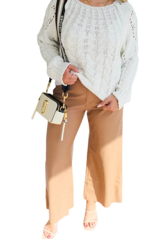 Fall Ready Soft Leather Pants In Tan Business