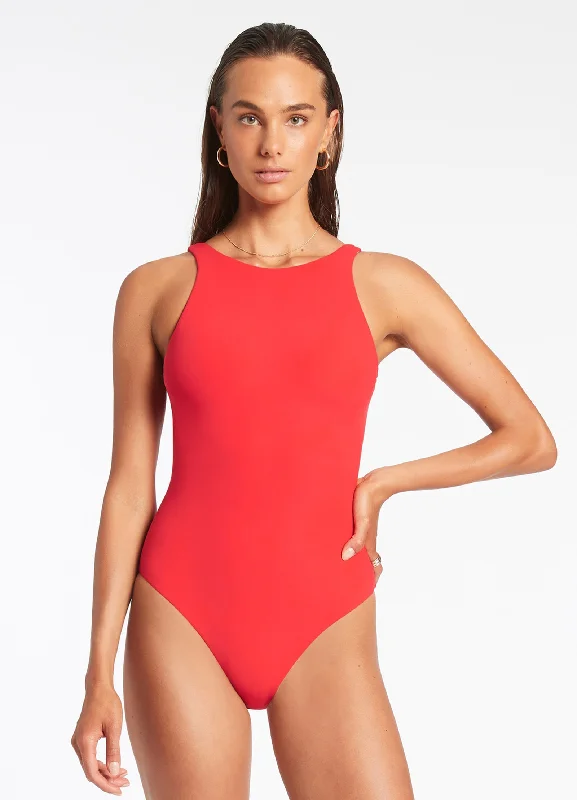 High Neck One Piece - Cherry Minimalist Women's Casual