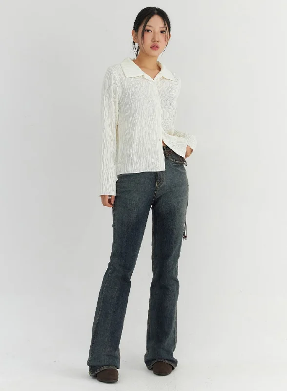 Wash Bootcut Jeans CO306 Laid - back Women's Style
