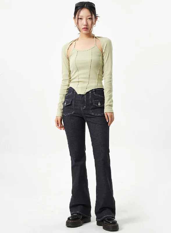 Pocket Bootcut Jeans CA320 Laid - back Women's Vibe