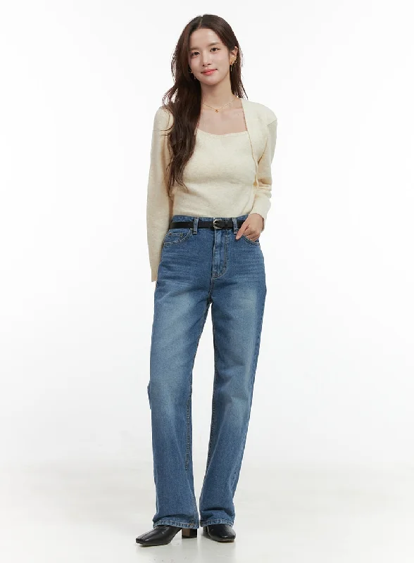 Evelyn Wide-Fit Straight Denim Jeans OO421 Traditional Women's Wool