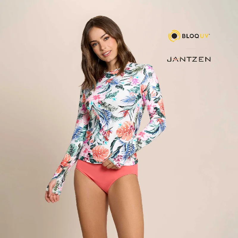 HAWAIIAN TERRACE 24/7 SWIM RASH GUARD TEE TOP Polished Women's Silk