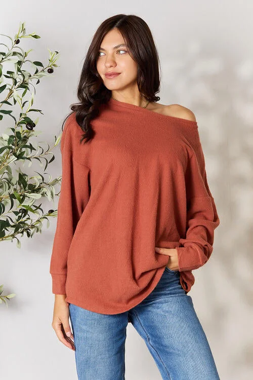 BOMBOM Drop Shoulder Long Sleeve Blouse with Pockets Dynamic Women's High - energy