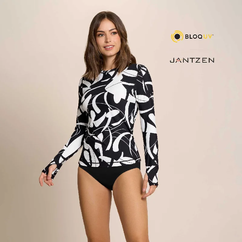 BOTANICAL DOMINO 24/7 SWIM RASH GUARD TEE TOP Refined Women's Velvet