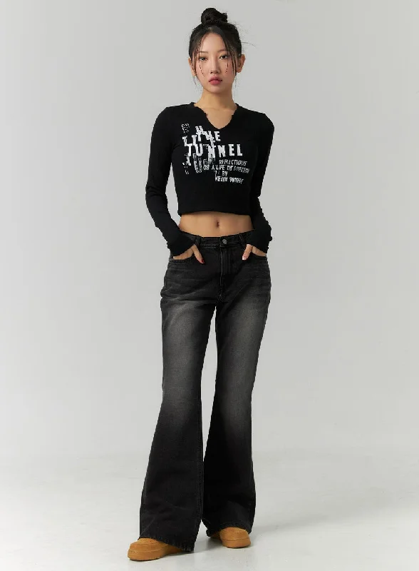 Low Rise Bootcut Jeans CD304 Youthful Women's Pop