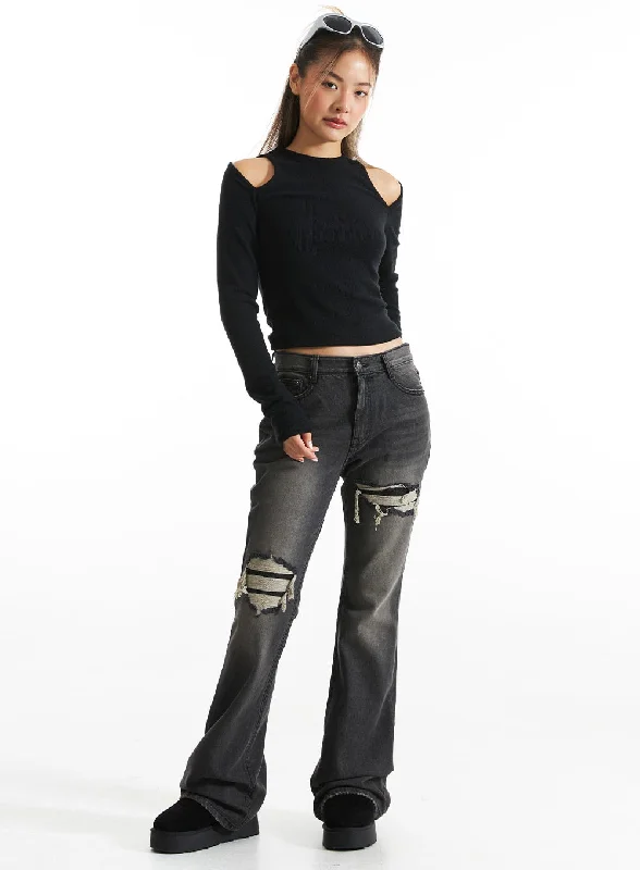 Ripped Bootcut Jeans CO313 Women