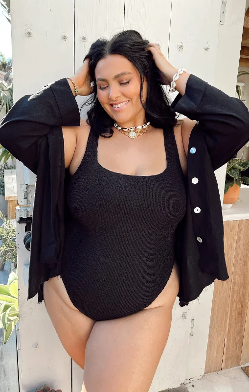 The Scrunch One Piece ~ Black Scrunch Cozy Women's Sherpa - lined