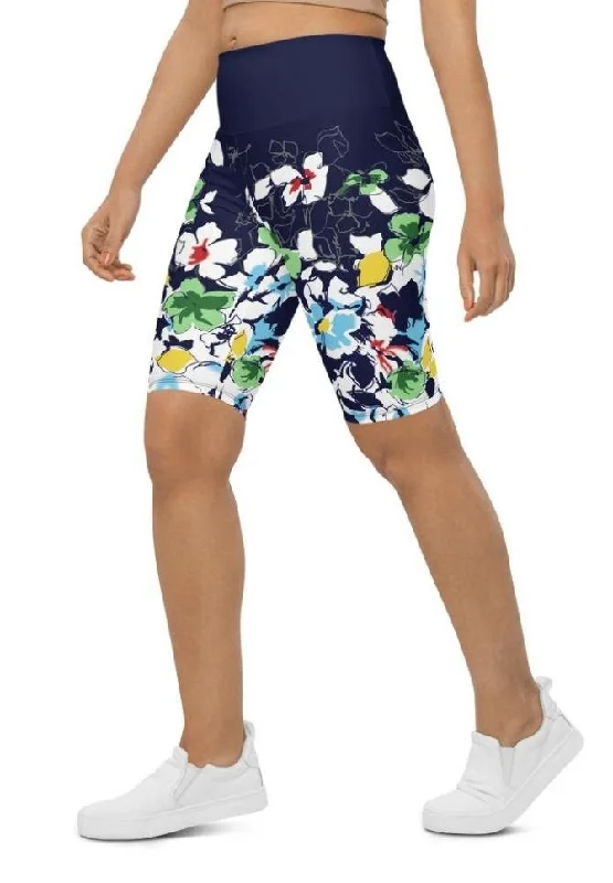 Flower Drawings Biker Shorts Cozy Women's Winter