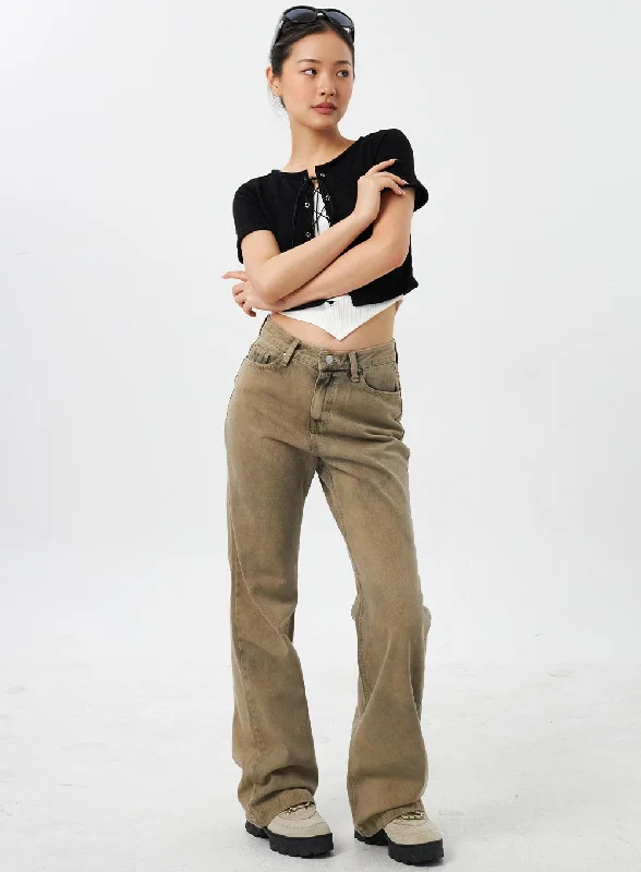 Wide Leg Bootcut Pants CY309 Relaxed Women's 