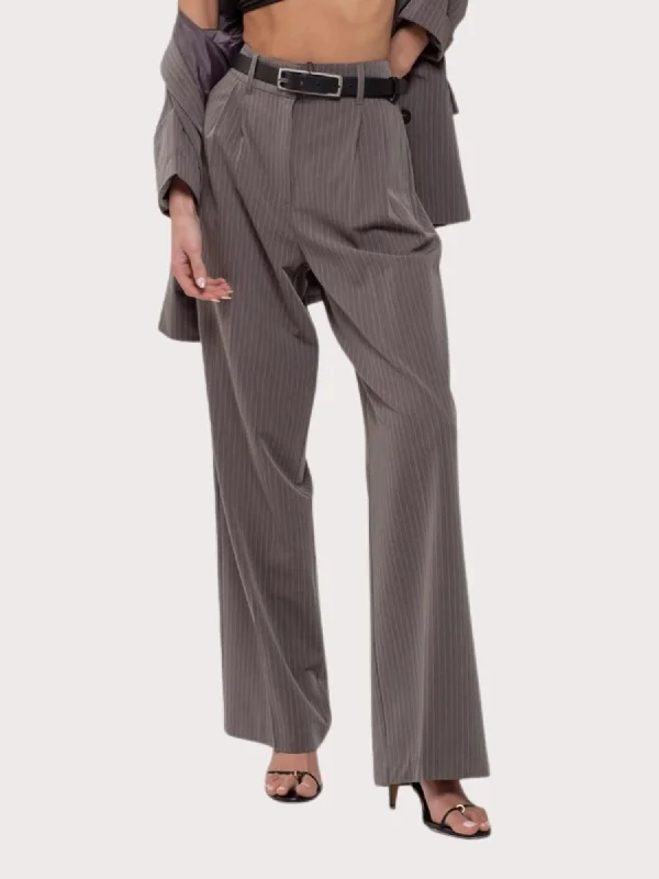 Pinstripe Trouser In Gray Sophisticated Women's Tailored