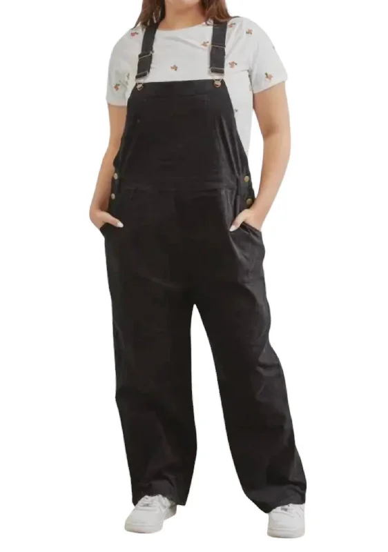 Velvet Overalls Plus In Black Sharp Women's Italian