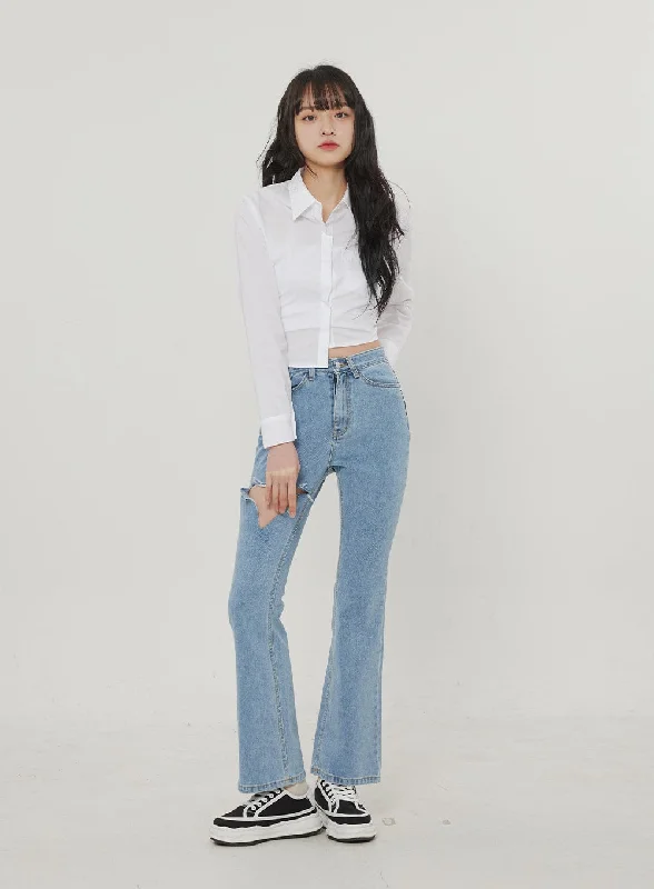 Ripped Bootcut Jeans BF306 Refined Women's 