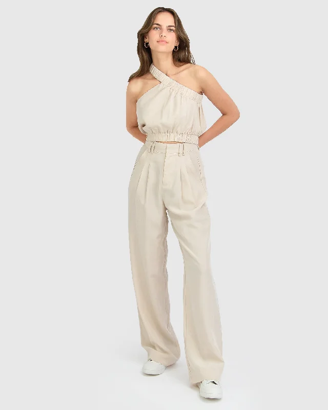 State of Play Wide Leg Pant - Sand Traditional Women's Wool