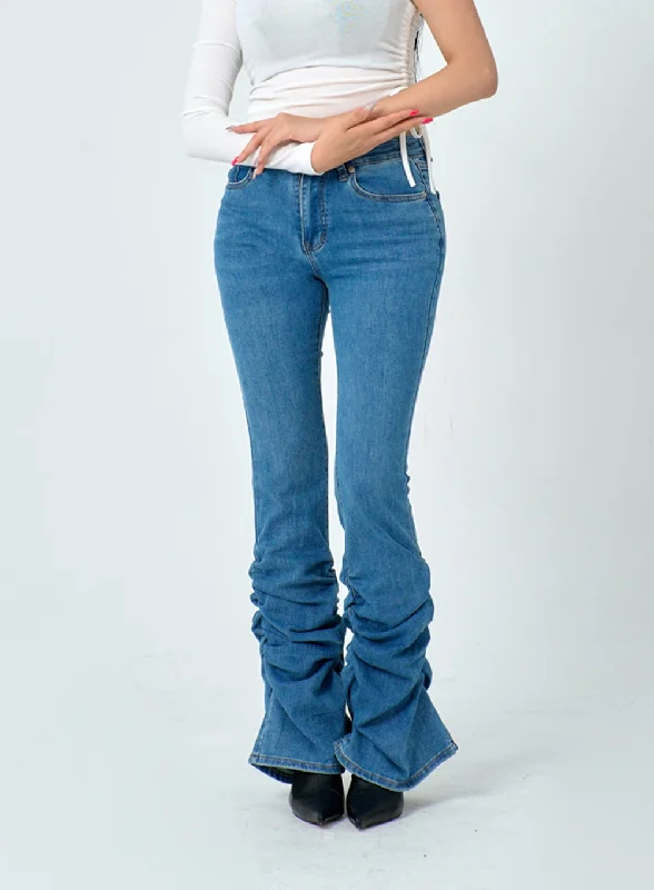 Shirring Detail Boot Cut Jeans IN25 Dapper Women's 1920S