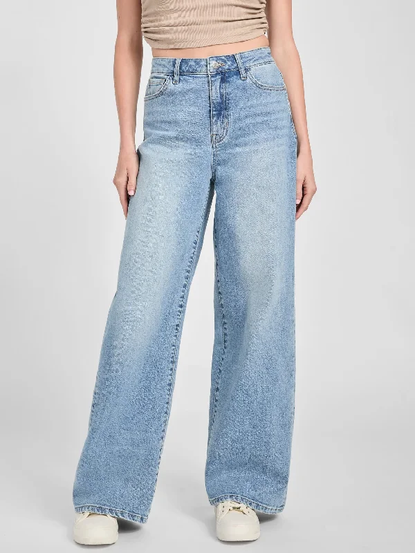 Lisbeth Wide Leg Denim Pants Sporty Women's Athleisure 