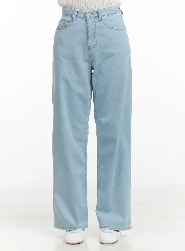 Washed Low Rise Loose Straight Jeans OL416 Bold Women's Statement