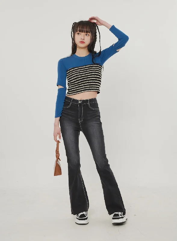 Black Bootcut Jeans BF309 Dynamic Women's Moto