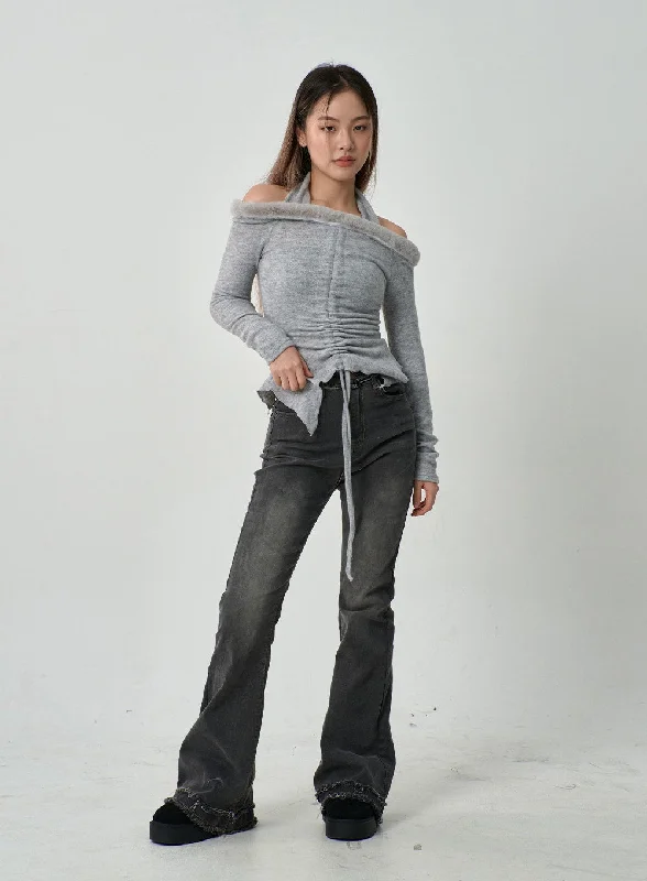 High Waist Bootcut Jeans CD15 Luxurious Women's High -  end