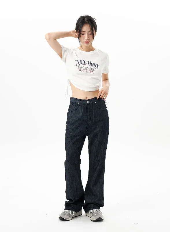 Dark Wash Mid-Rise Jeans OU314 Scandinavian