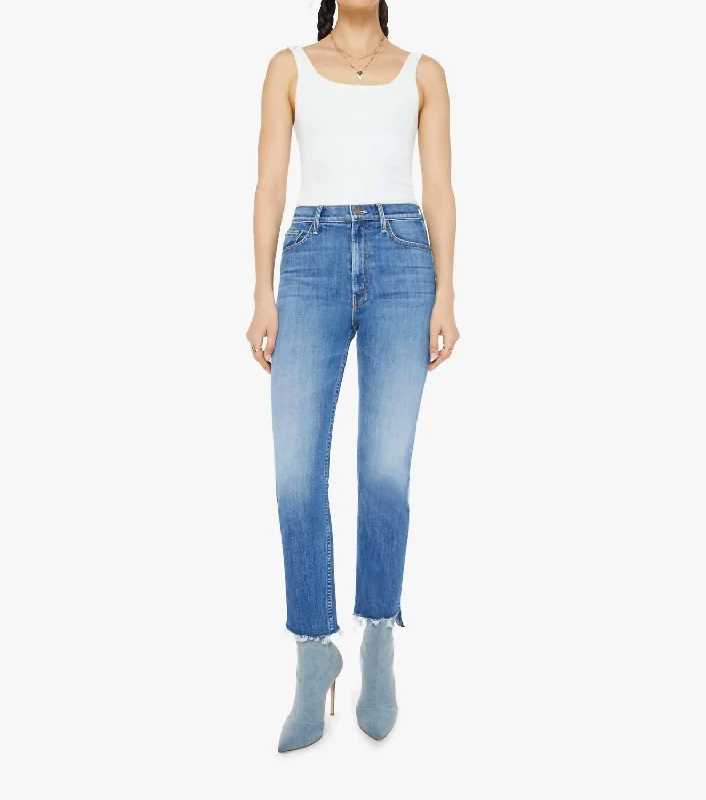 High Waisted Rider Ankle Step Fray Jean In Loafers And Lassos Casual Women's Japanese 