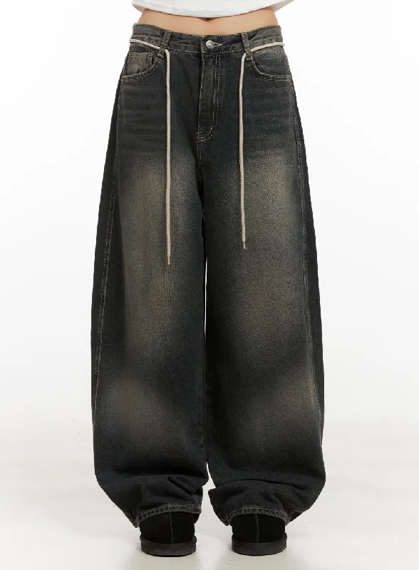 Matilda Washed Denim String Baggy Jeans CD410 Country