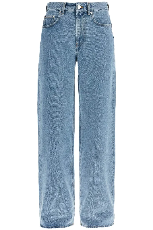 Loulou Studio Women's Organic blue Wide Leg High Waist blue Washed Pants British Gentlewoman Style