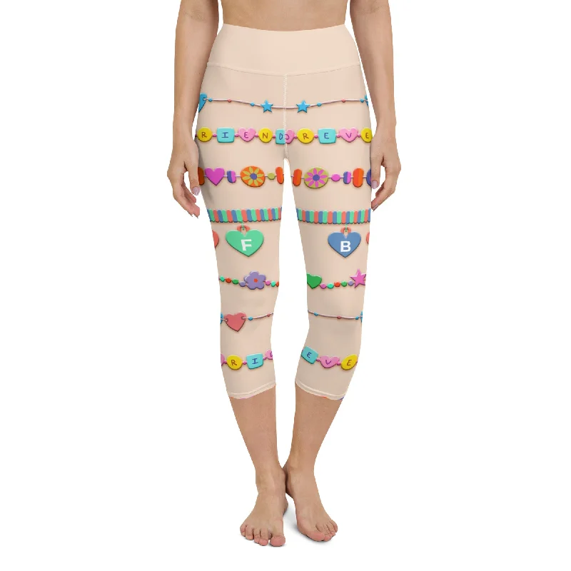 Friendship Bracelet Yoga Capris Cool Women's Distressed