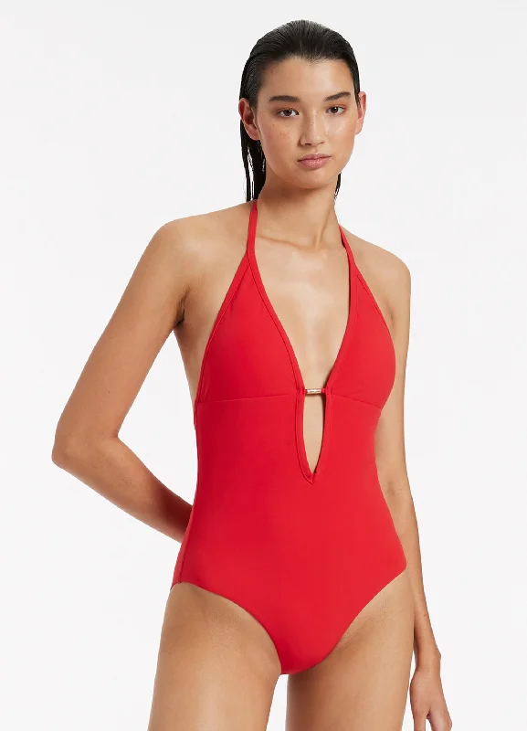 Jetset Plunge One Piece - Cherry Sophisticated Women's Tailored