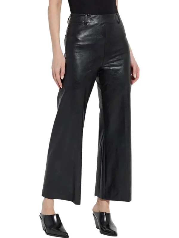Vegan Leather Wide Leg Pants In Black Contemporary 