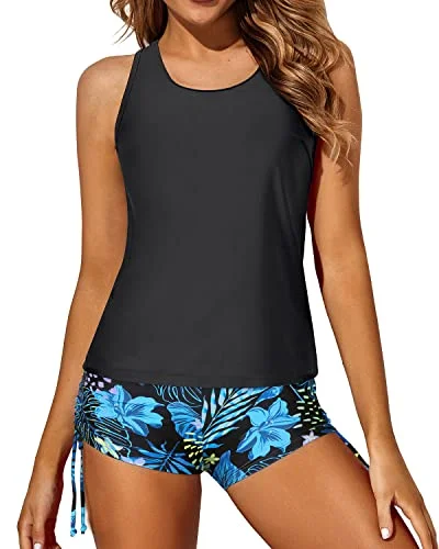 Women Swim Tank Top Tankini Set Boy Shorts-Leaf Cozy Women's Sherpa - lined