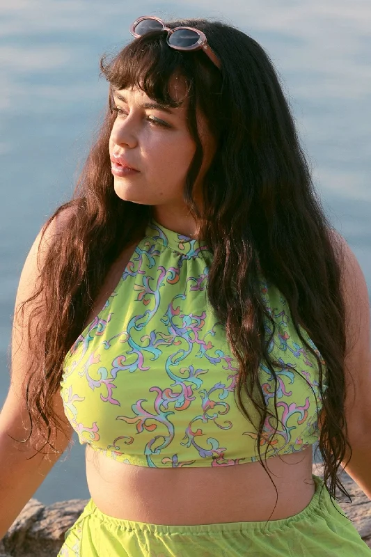 Green Vine Bikini Top Laid - back Women's Style