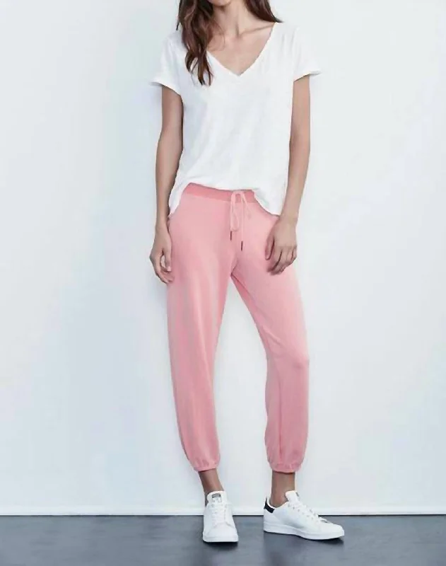 Della Luxe Modal Jogger Pants In Pink Sleek Women's Metallic