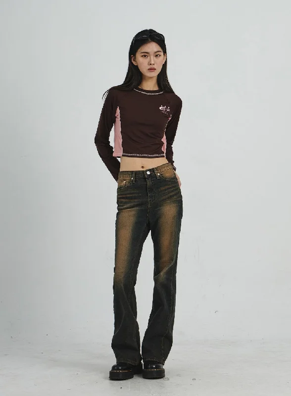 Vintage Washing Bootcut Jeans CD02 Contemporary 