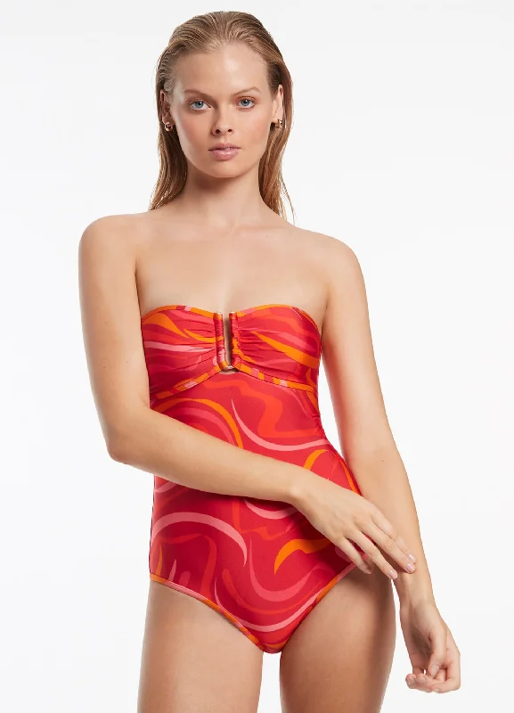 Vortici Bandeau One Piece - Cherry Modern Women's Tech