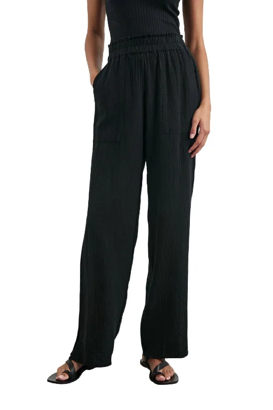 Leon Pant In Black Relaxed Women's Beachy