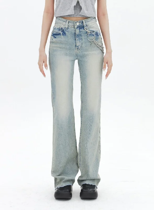High Waist Bootcut Jeans BA320 Sporty Women's Tennis