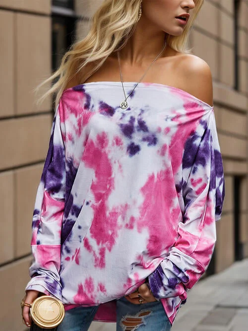 Tie-Dye Off-Shoulder Long Sleeve Blouse Australian Beach