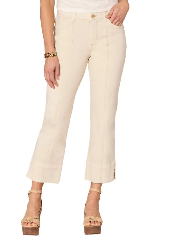 "ab"solution Comfortable Seam Slit Hem Kick Flare Pants In Ecru Compression