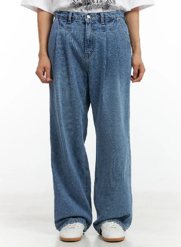 Men's Pintuck Washed Wide Fit Jeans CL429 Bohemian Women's Free