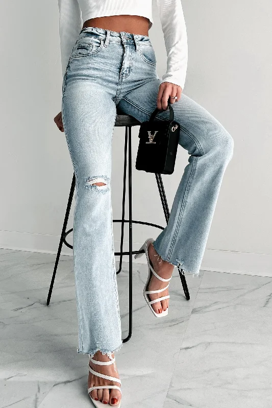 Dennis High Rise Flying Monkey Relaxed Bootcut Jeans (Light) Bold Women's Statement