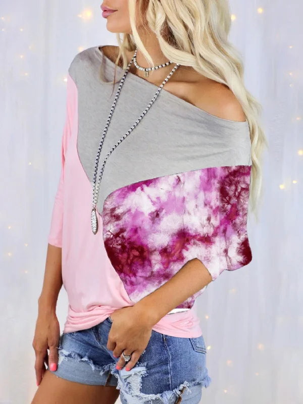 Color Block Three-Quarter Sleeve Blouse garde