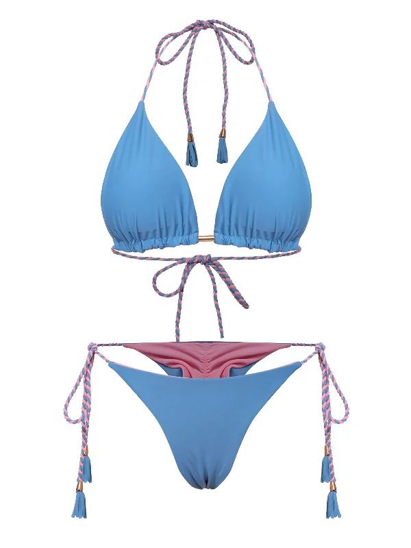 1950s Tie Back Backless Braided Bikini Set Laid - back Women's Vibe