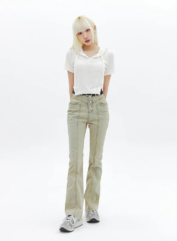 Beige Wash Bootcut Jeans BA320 Refined Women's Velvet
