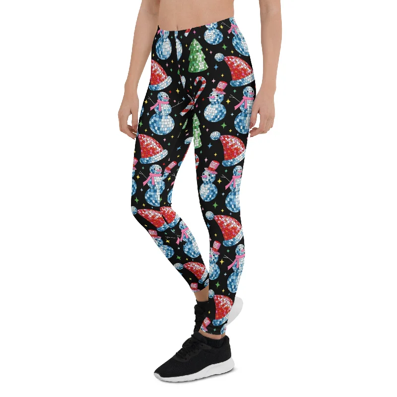 Disco Christmas Leggings Stylish Women's Tropical 