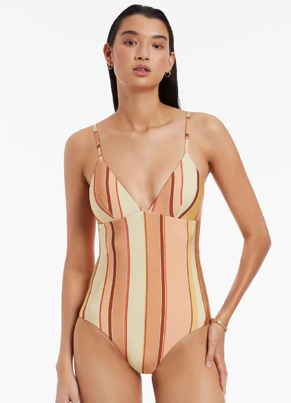 Fira Stripe V-Neckline One Piece - Marigold European